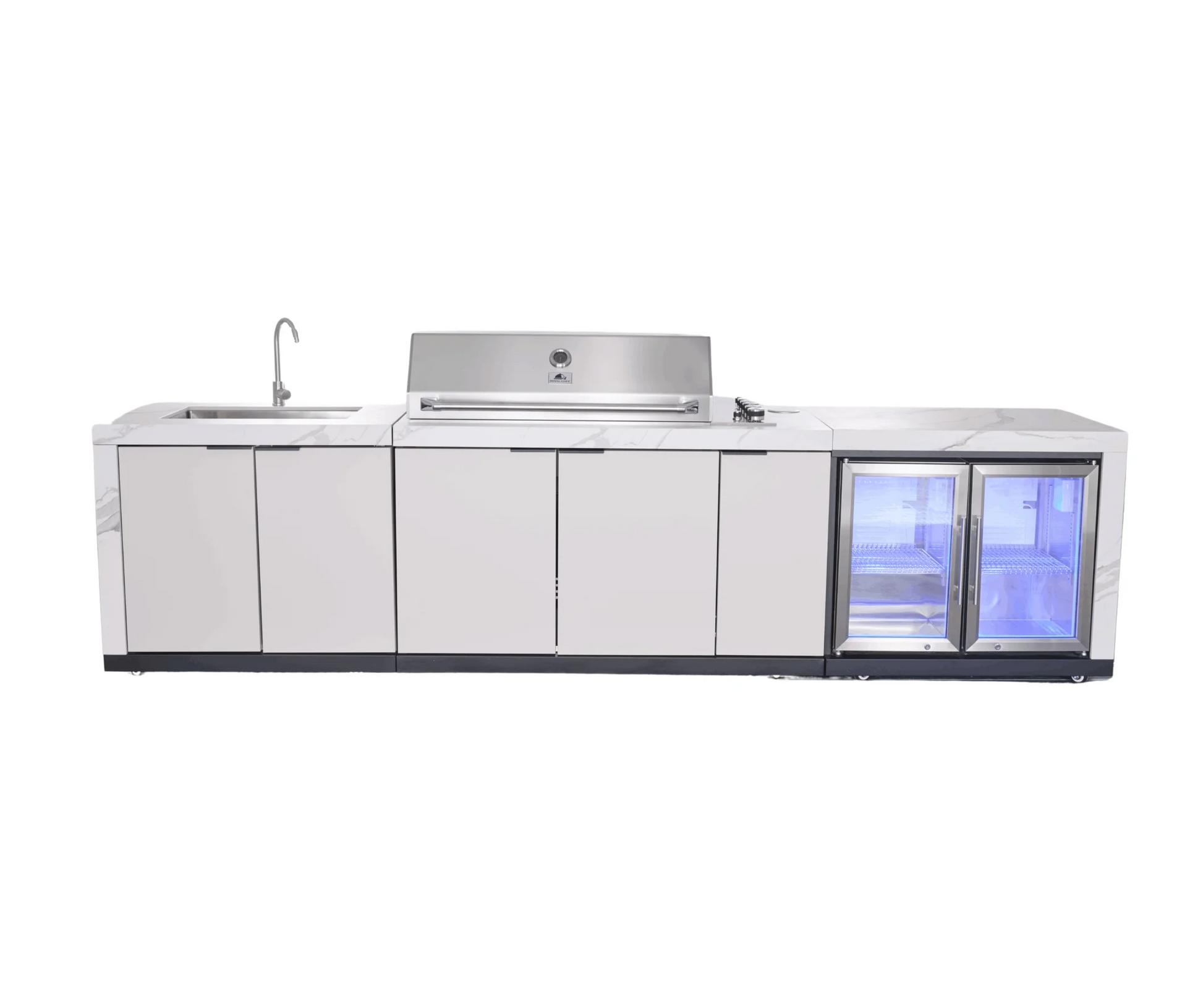 Rockpool 6B Drop In BBQ Kitchen Package Inc sintered stone benchtops, Aluminium Cabinets, Weather Resistant, Fridge & Sink