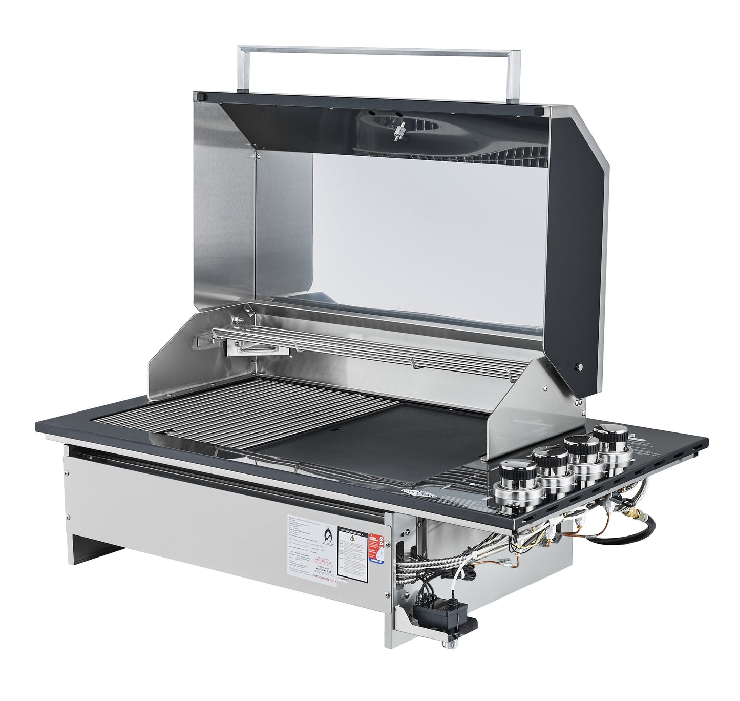 Grill King Signature Series Outdoor BBQ Kitchen Package | Black Stone Benchtop, Black Alloy Cabinets Inc 4 Burner Drop-In BBQ