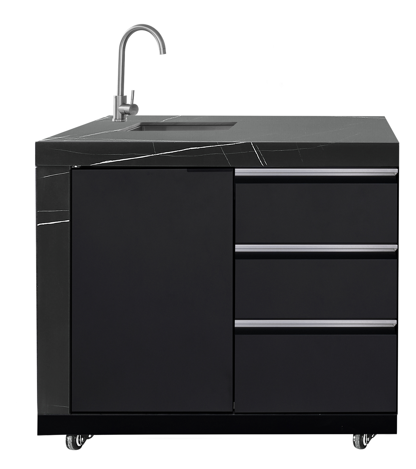 LHS SINKDRAW MODULE | Rockpool Black Raised Hood BBQ Kitchen + 3 CUPBOARD DOORS