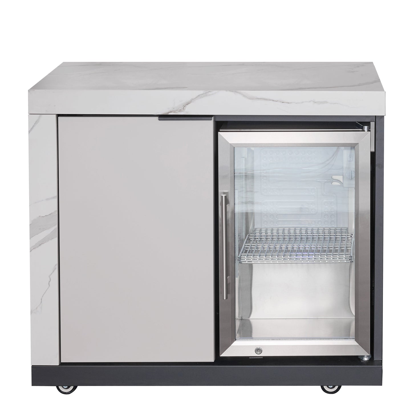 LHS STORAGE&FRIDGE COMBO | Rockpool White Raised Hood BBQ Kitchen