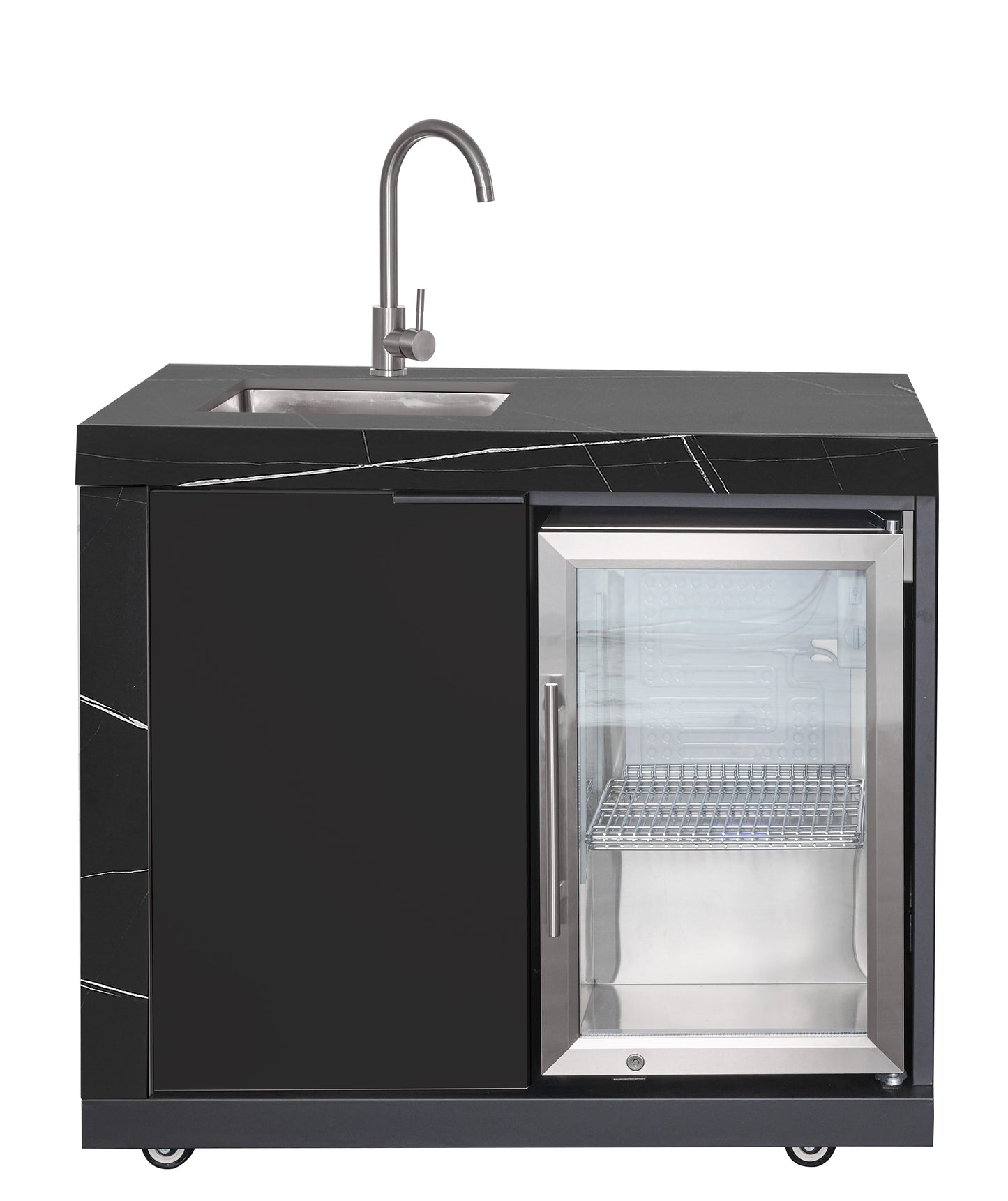 LHS SINK&FRIDGE COMBO | Suits Rockpool Black Raised Hood BBQ Kitchen + 3 CUPBOARD DOORS