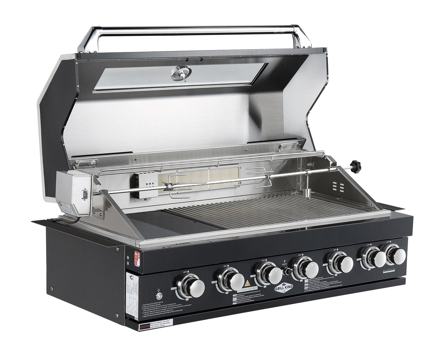 Grill King Signature Series Outdoor BBQ Kitchen Package | Black Stone, Aluminium Cabinet Finish Inc Grill King 6B Built-In BBQ + Rotisserie