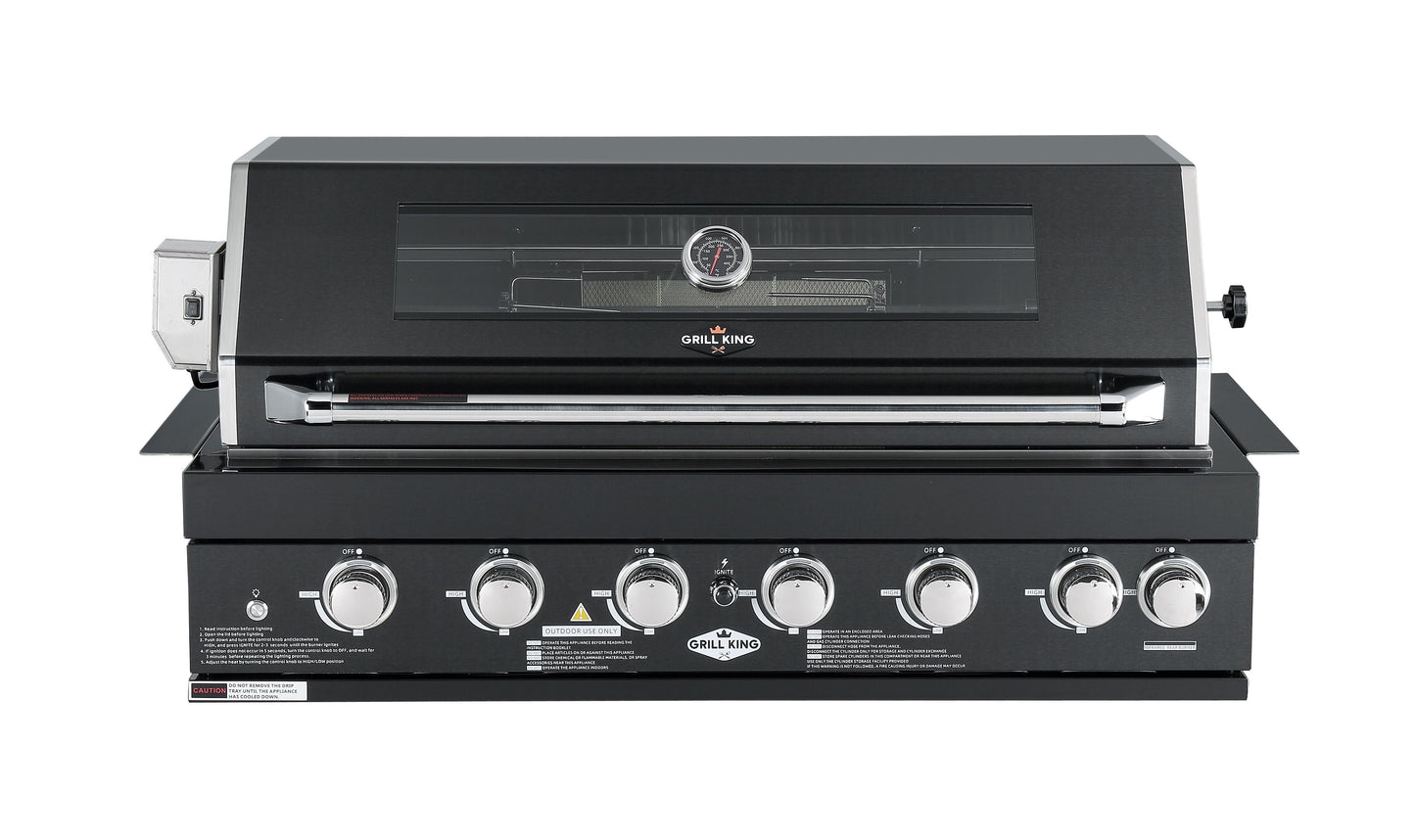 Grill King Signature Series Outdoor BBQ Kitchen Package | Black Stone, Aluminium Cabinet Finish Inc Grill King 6B Built-In BBQ + Rotisserie