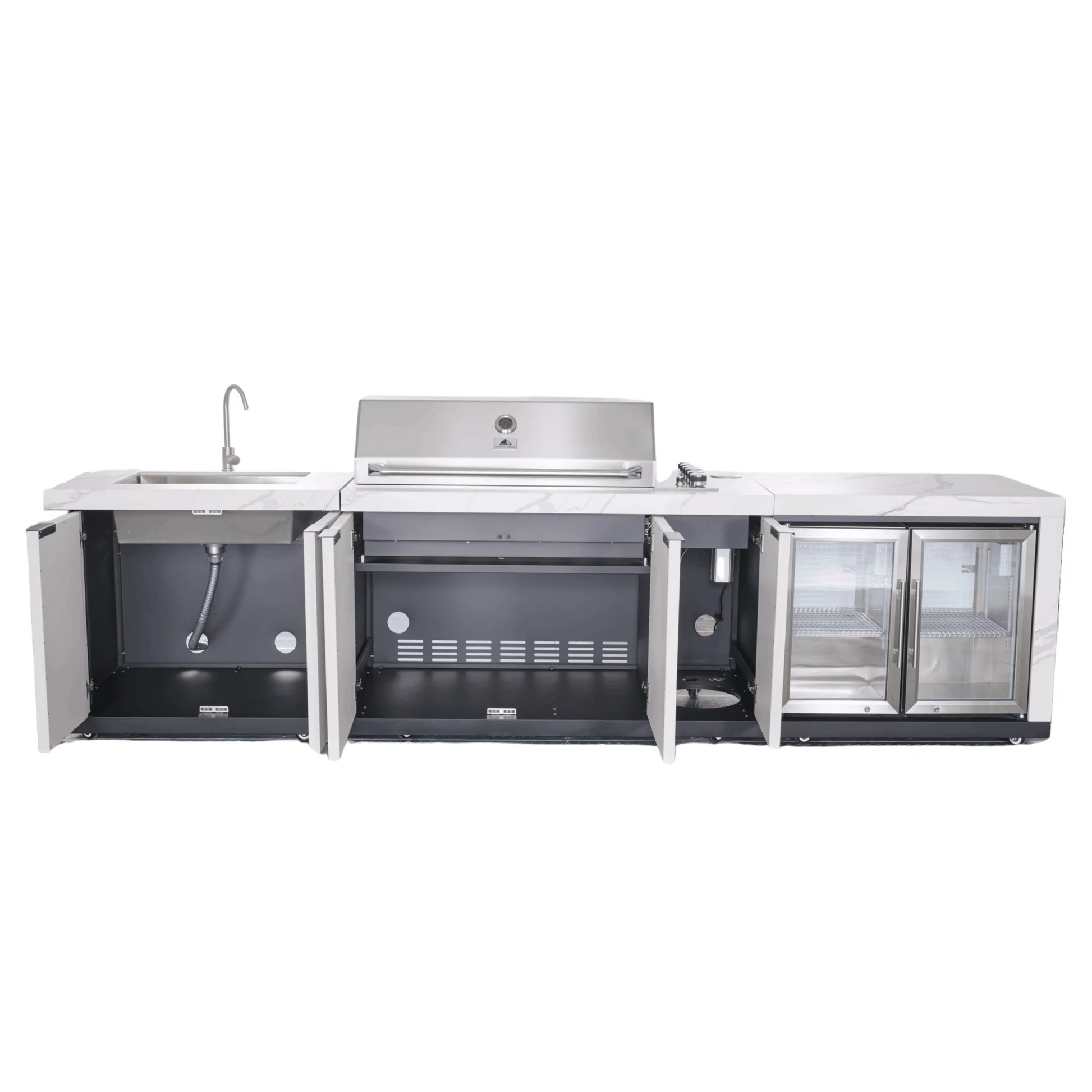 Rockpool 6B Drop In BBQ Kitchen Package Inc sintered stone benchtops, Aluminium Cabinets, Weather Resistant, Fridge & Sink