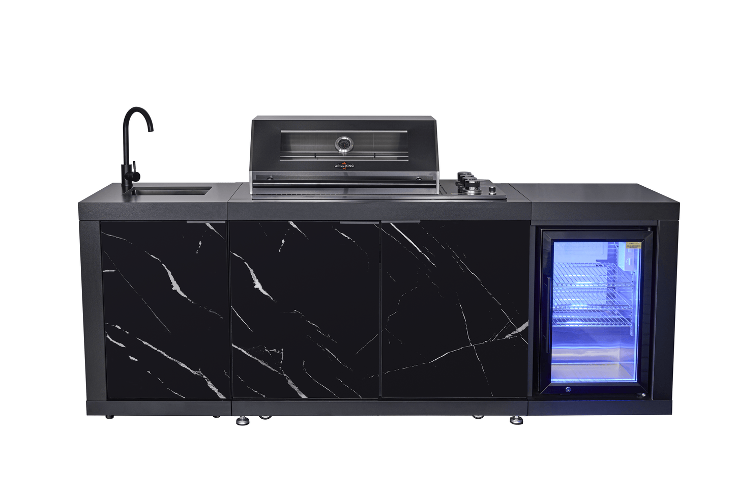 Compact Series Rockpool Summit Black 4B Drop In BBQ Inc sintered stone Benchtops, Aluminium Cabinets, Weather Resistant, Fridge & Sink