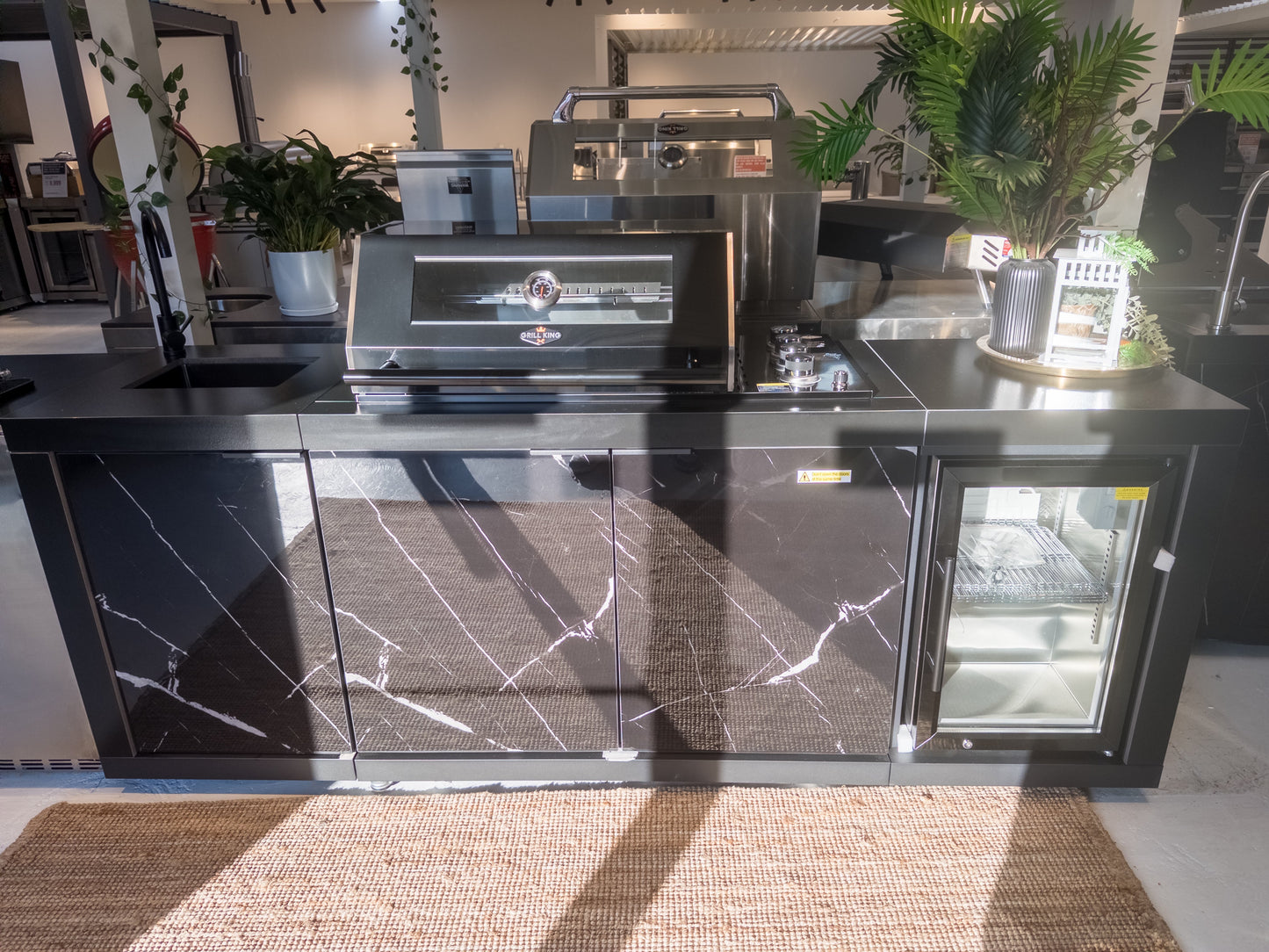 Compact Series Rockpool Summit Black 4B Drop In BBQ Inc sintered stone Benchtops, Aluminium Cabinets, Weather Resistant, Fridge & Sink