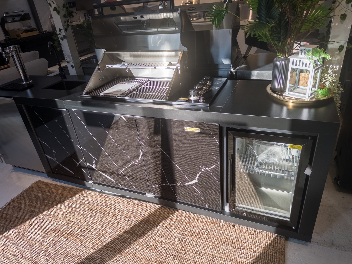 Compact Series Rockpool Summit Black 4B Drop In BBQ Inc sintered stone Benchtops, Aluminium Cabinets, Weather Resistant, Fridge & Sink