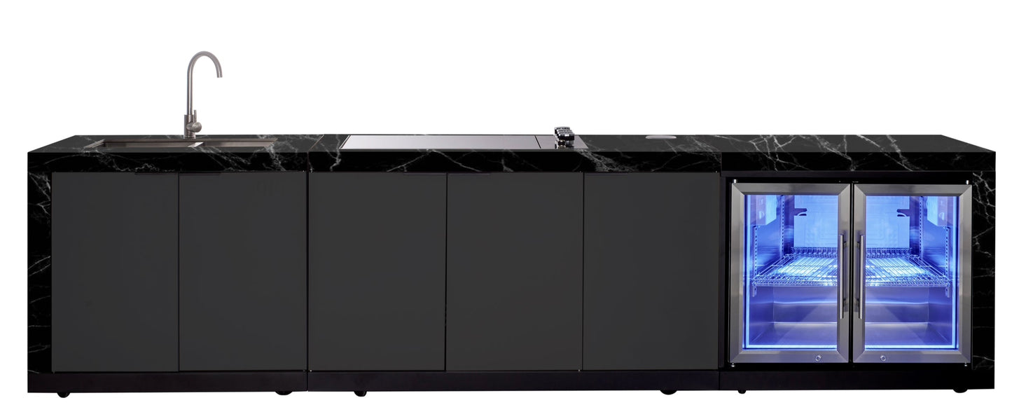 Rockpool 4B Drop In BBQ Kitchen Inc sintered stoneBenchtops, Aluminium Cabinets, Weather Resistant, Fridge & Sink