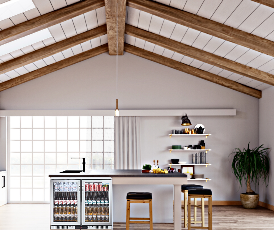 Tropical Rated Triple Glazed 304 SS 2-Door Stainless Steel Under Counter Can Cooler Wine Bar Fridge 208L