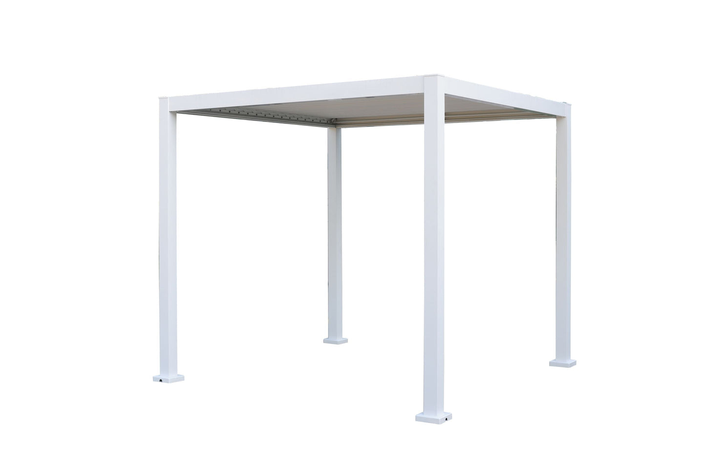 GazeboMate 2.4x2.4M White Semi Permanent Louvred Gazebo Heavy Duty Wind Resistant
