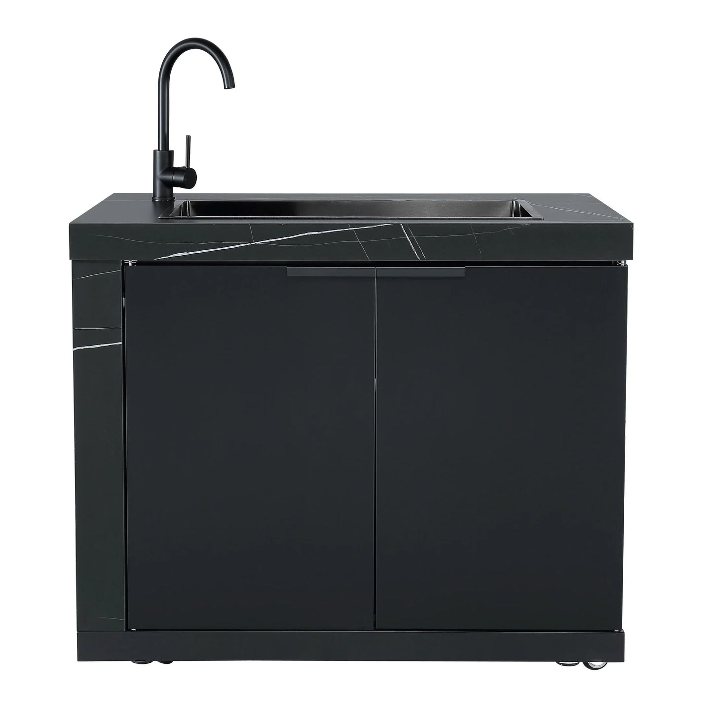 Rockpool Black BBQ Kitchen Package Suit Beefeater 5 Burner 1200, Fridge And Sink Outdoor BBQ Kitchen Package