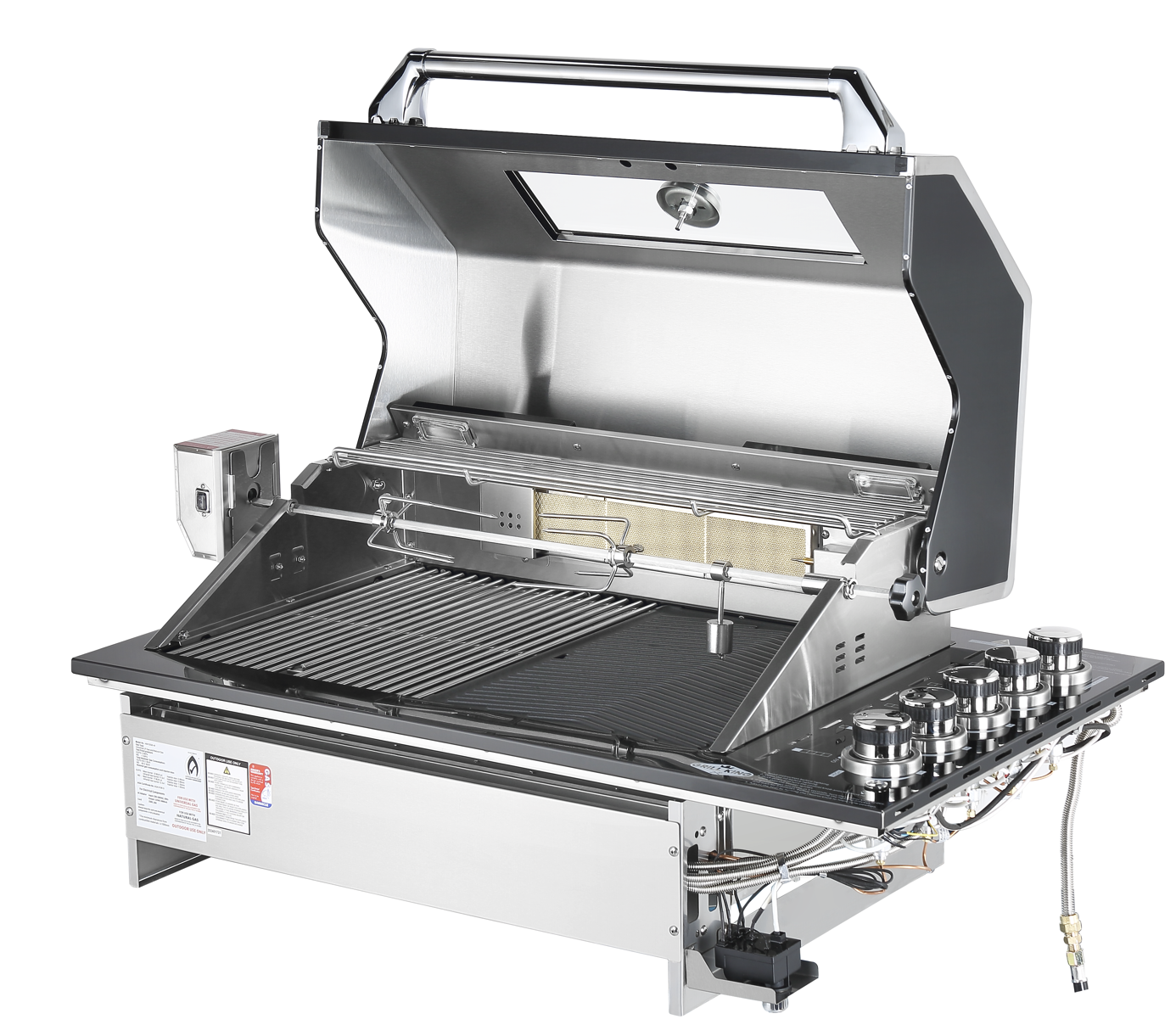 Grill King Rockpool 4 Burner Drop-In BBQ Kitchen Package - Black Stainless, Stone Benchtops