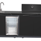 Rockpool Black RHS Compact Series 4B Raised Hood BBQ Kitchen | 3 Drawers, Castors, Weather-Resistant, Stone Benchtops
