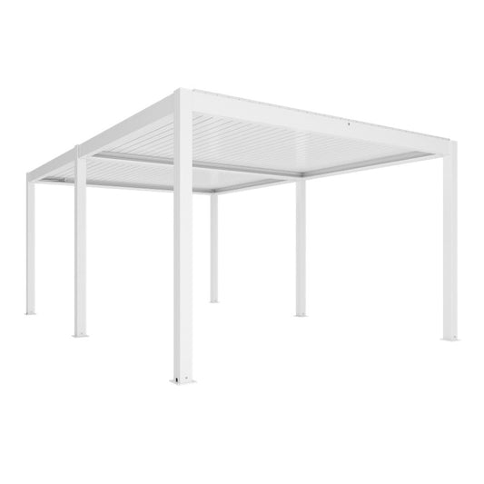 GazeboMate White 3.6M x 7.2M Semi Permanent Louvered Gazebo Aluminium Pergola Monument Heavy Duty Wind Resistant