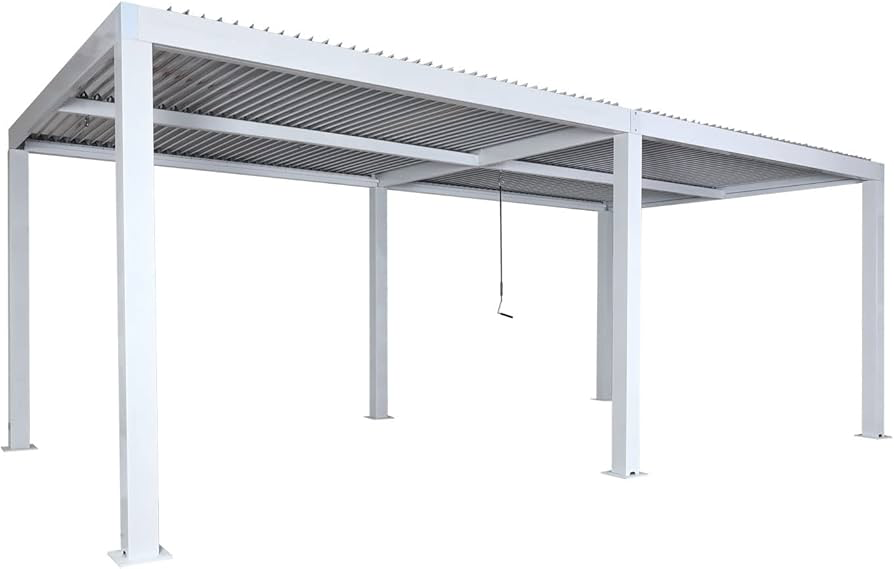 Wall Mounted 4M x 6M Semi Permanent Louvered Gazebo Monument Aluminium Heavy Duty Wind Resistant