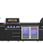 Kingsley 4 Burner Non Wok Black Stainless Steel BBQ Package Inc Pizza Oven, 2DR Fridge, 2DR Sink