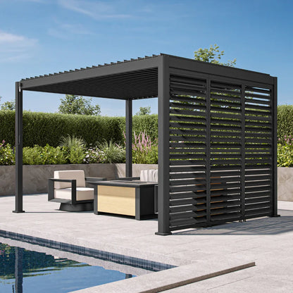 test rey 1 3m GazeboMate Louvered Gazebo Combo Deal – Monument | Aluminium Pergola + Sliding Louvered Shutter Wall