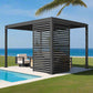 GazeboMate 2.4m Louvered Gazebo Combo – Monument Powder Coat | Louvered Roof + Sliding Shutter Wall