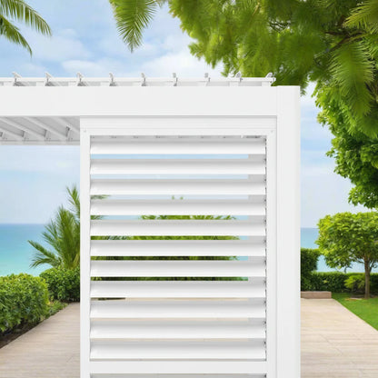 test rey 1 Pergola Shutter Wall in White Powder Coated suits Gazebo Mate Louvered Gazebo