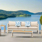 5-Piece Modern Outdoor Lounge Furniture Set Inc 3-Seater Day Bed, Coffee Table, Side Table & 3+1+1