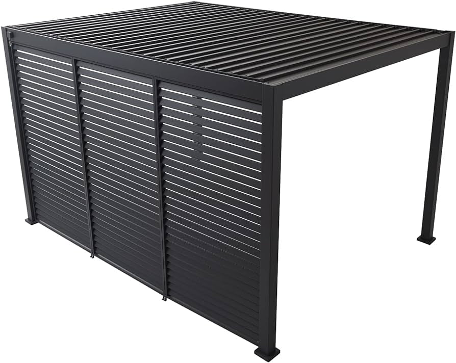 Aluminum Louvered Wall, Side Shade Privacy Screen Panel Suitable for GazeboMate Pergola Gazebo | Pergola NOT Included. (Charcoal)