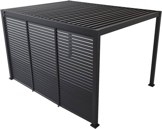 GazeboMate Combo: Louvered Gazebo + Aluminium Slat Panel Louvered Wall | Monument, Heavy Duty Wind Resistant