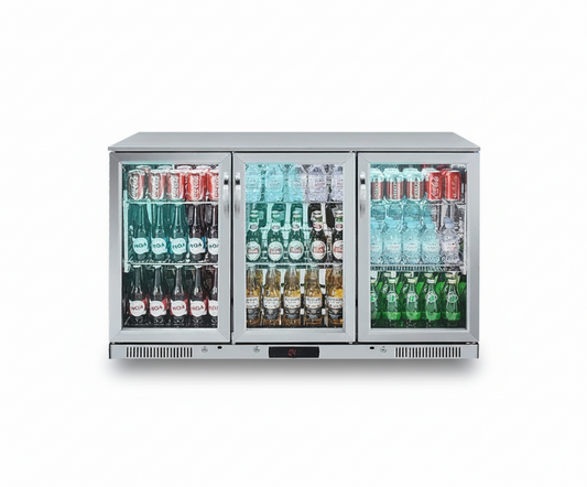 Free Metro Shipping Tropical Rated Triple Glazed 3-Door Commercial Glass Bar Fridge Beer Cooler Under Counter Wine Fridge 318L