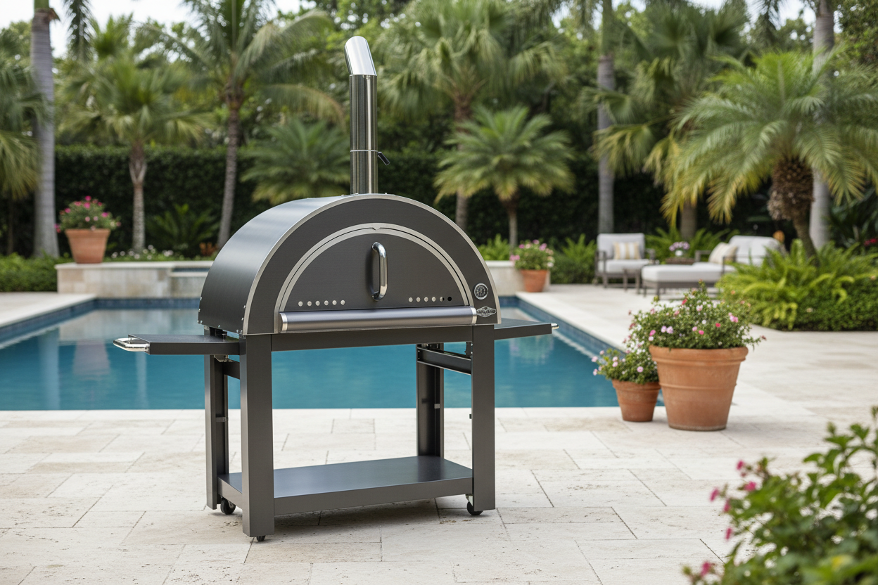 Black 30 Inch Charcoal Pizza Oven Outdoor In Black Stainless Steel Artisan Wood-Fired Charcoal Pizza Bread Oven BBQ Grill