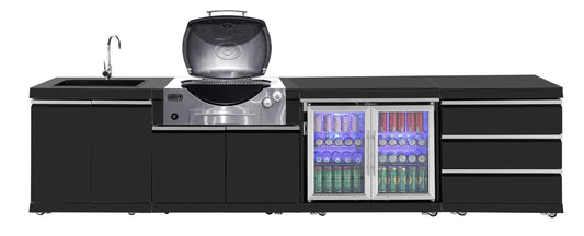 Black Stainless Steel BBQ Cabinet Module Suit Weber Family Q Built In Premium Gas BBQ (Q3600) - Outdoor Kitchen