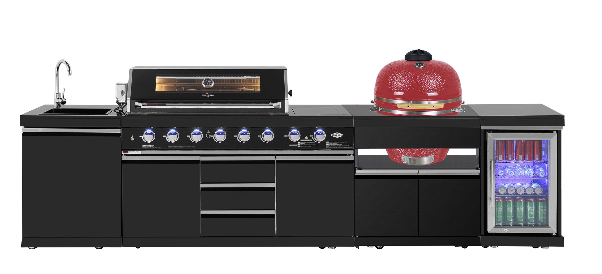 Kingsley 27” Smoker Module Inc Black 304 SS Cabinet, Trolley With Castors
