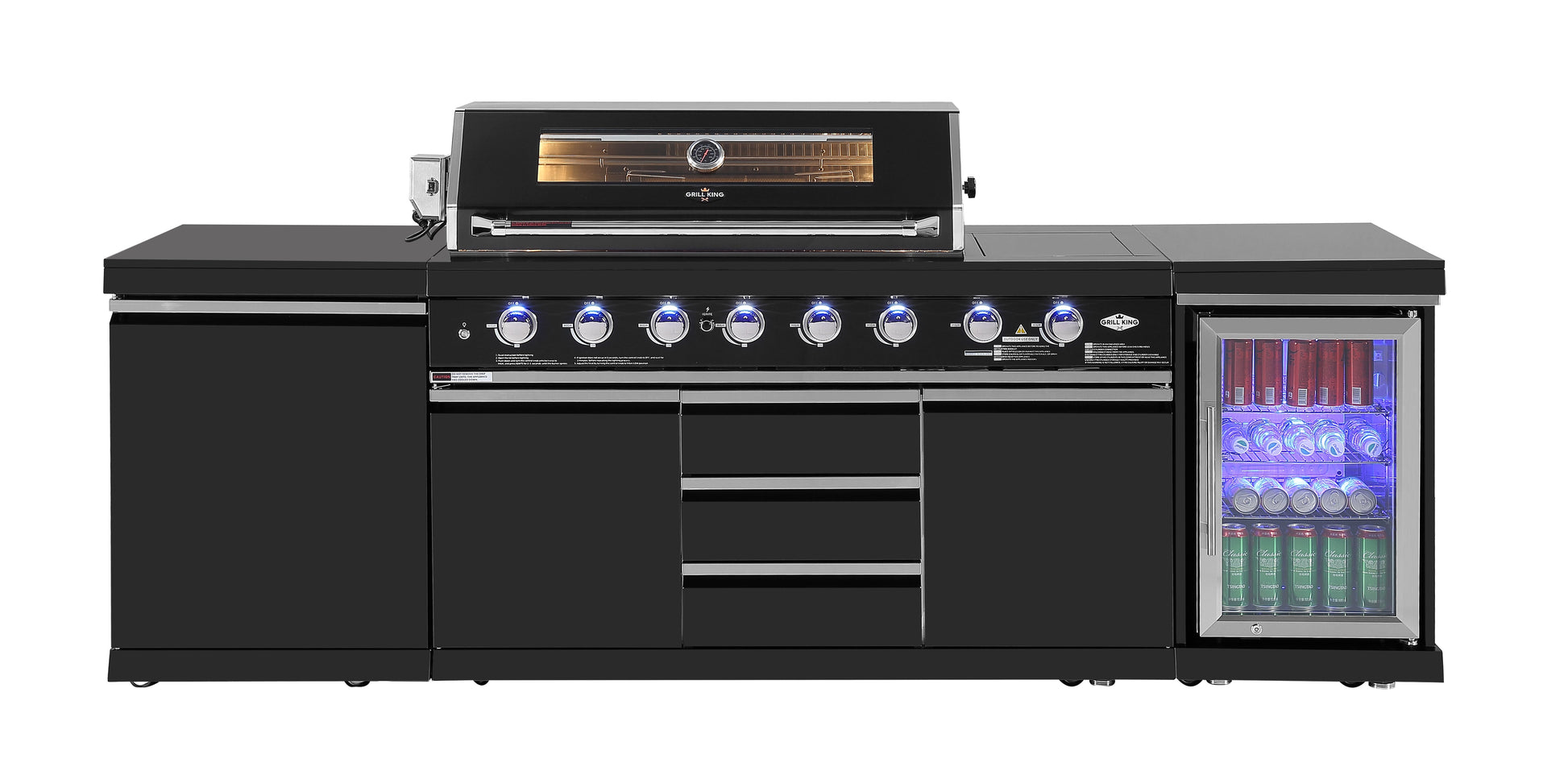 Single Cupboard Storage Module Suits Kingsley BBQ Kitchen | Black Stainless Steel Cabinet, Stone Benchtops