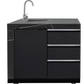 LHS SINKDRAW MODULE | Rockpool Black Raised Hood BBQ Kitchen + 3 CUPBOARD DOORS