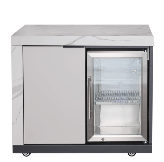LHS STORAGE&FRIDGE COMBO | Rockpool White Raised Hood BBQ Kitchen