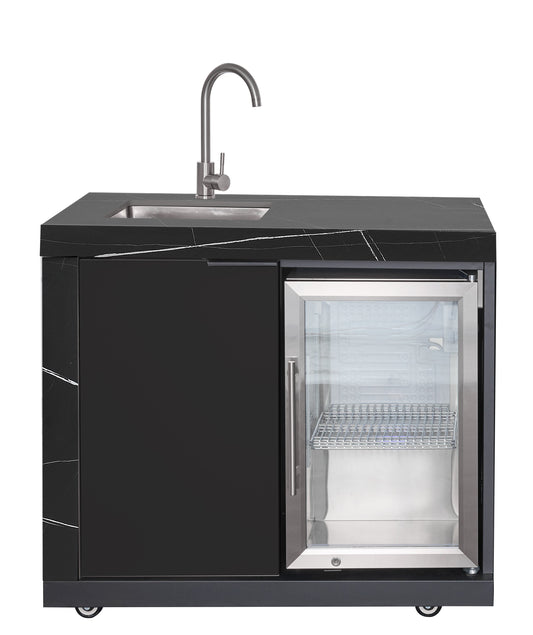 LHS SINK&FRIDGE COMBO | Suits Rockpool Black Raised Hood BBQ Kitchen + 3 CUPBOARD DOORS