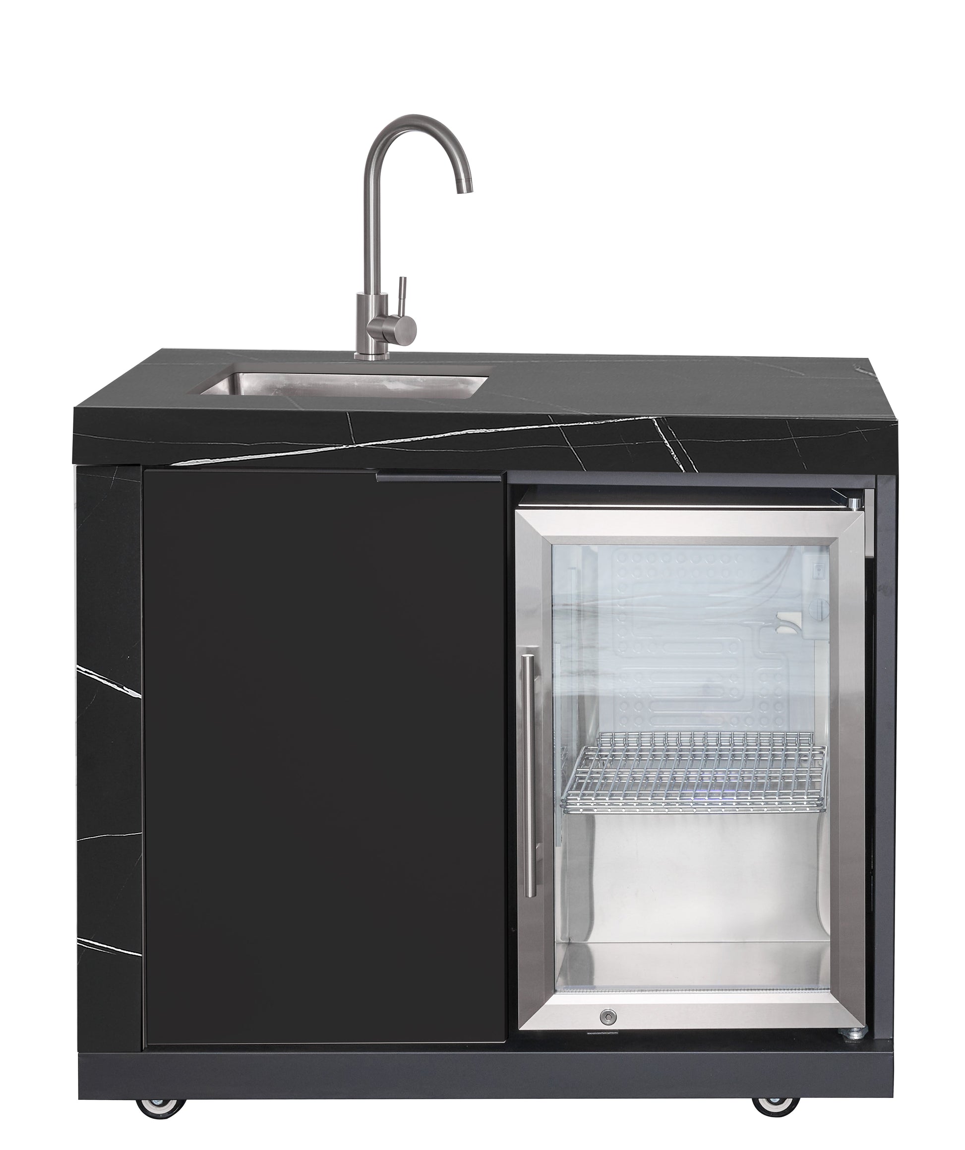 LHS SINK&FRIDGE COMBO | Suits Rockpool Black Raised Hood BBQ Kitchen + 3 CUPBOARD DOORS