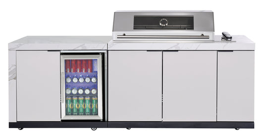 LHS STORAGE&FRIDGE COMBO | Rockpool White Raised Hood BBQ Kitchen