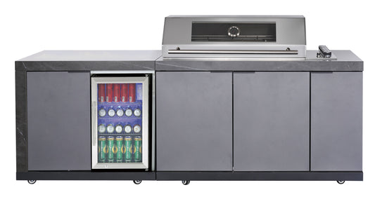 LHS STORAGE&FRIDGE COMBO | Rockpool Charcoal Raised Hood BBQ Kitchen