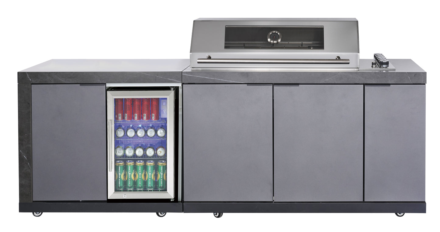 LHS STORAGE&FRIDGE COMBO | Rockpool Charcoal Raised Hood BBQ Kitchen