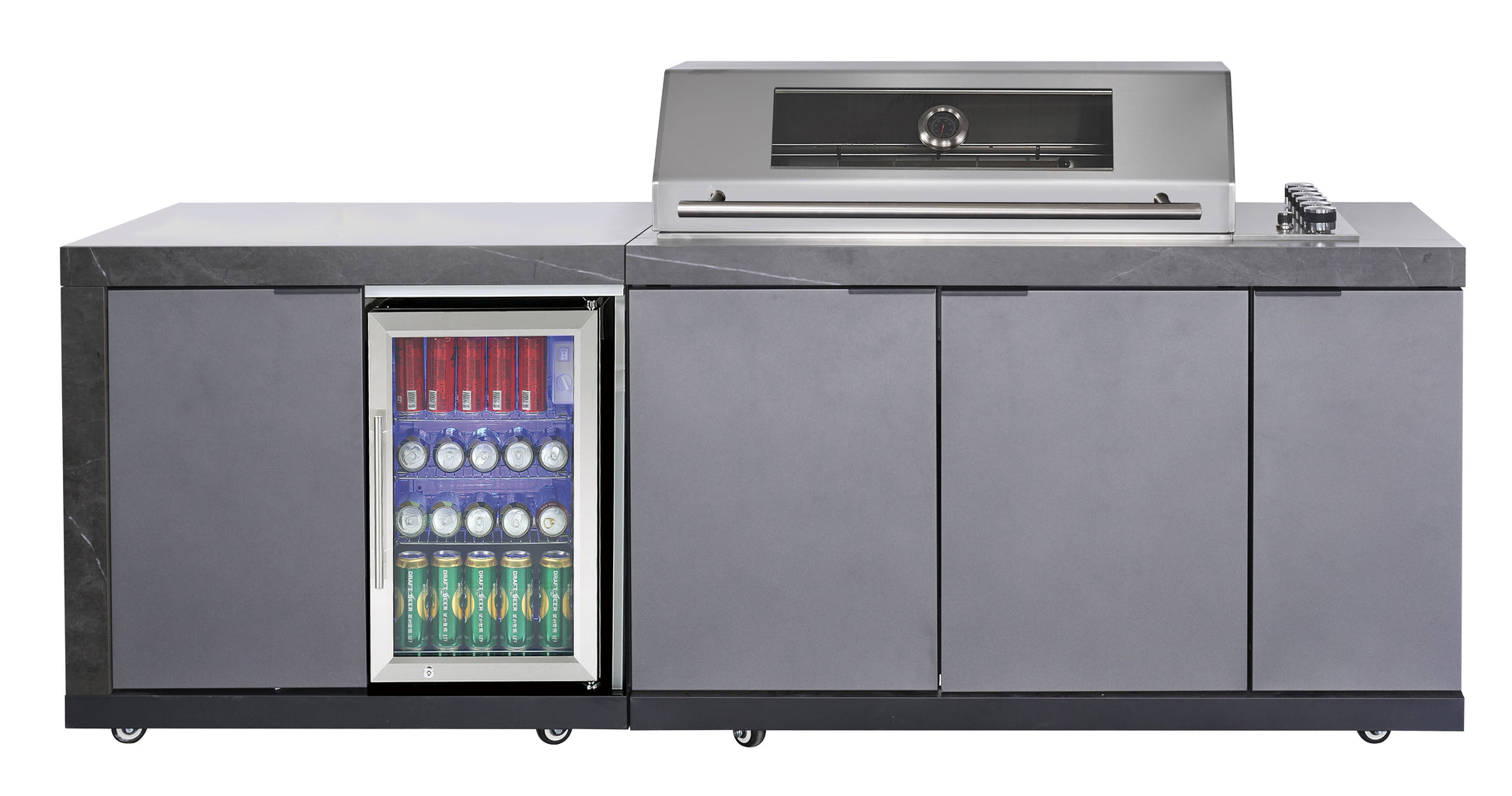 LHS STORAGE&FRIDGE COMBO | Rockpool Charcoal Raised Hood BBQ Kitchen