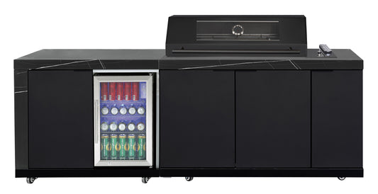 LHS STORAGE&FRIDGE COMBO | Rockpool Black Raised Hood BBQ Kitchen