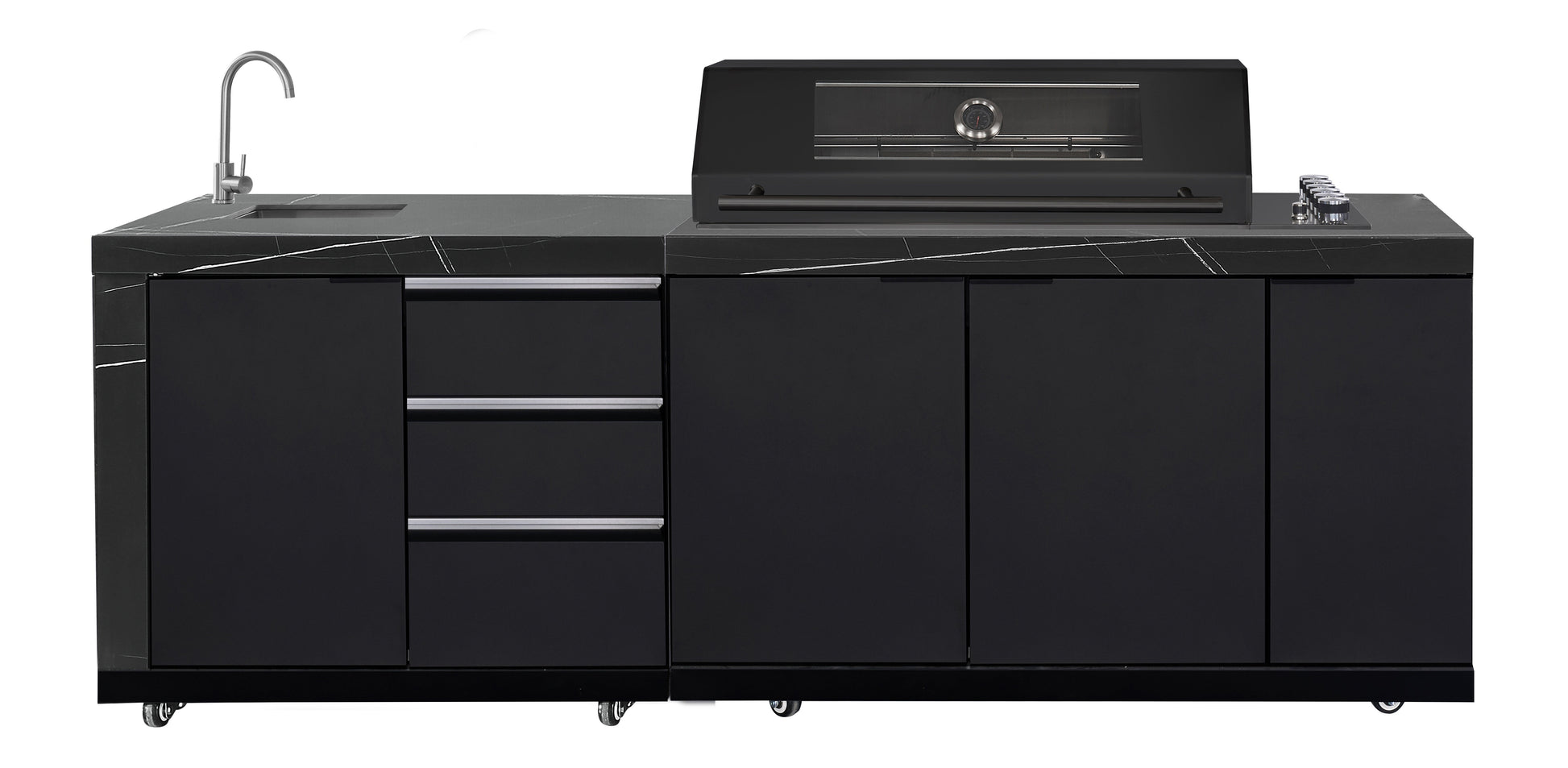 LHS SINKDRAW MODULE | Rockpool Black Raised Hood BBQ Kitchen + 3 CUPBOARD DOORS