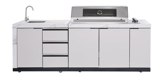 LHS SINKDRAW MODULE | Rockpool White Raised Hood BBQ Kitchen