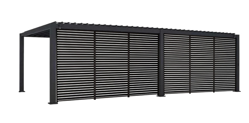 GazeboMate Combo Deal: Charcoal 3.6M x 7.2M Louvered Gazebo + Louvered Side Panel Slat Wall