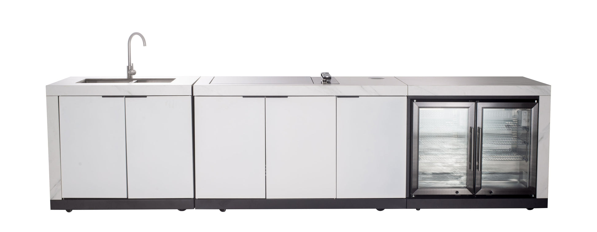 Rockpool 4B Drop In BBQ Kitchen Inc sintered stoneBenchtops, Aluminium Cabinets, Weather Resistant, Fridge & Sink
