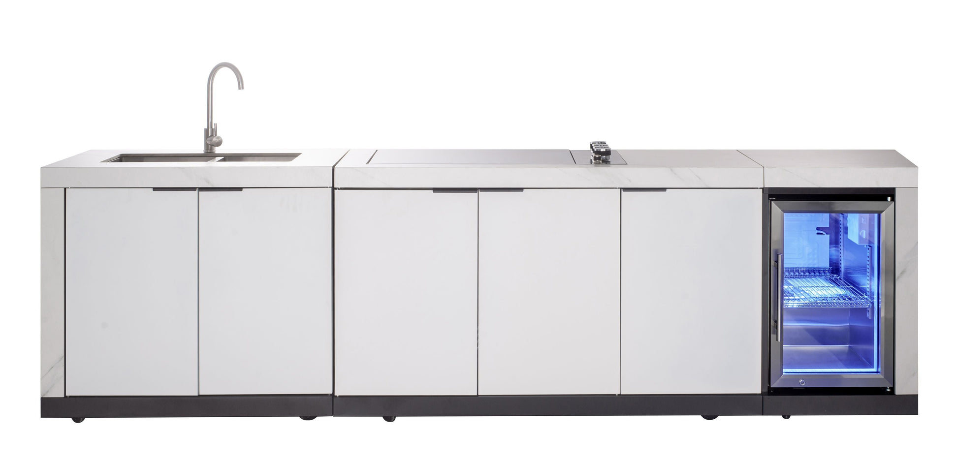Rockpool 4B Drop In BBQ Kitchen Inc sintered stoneBenchtops, Aluminium Cabinets, Weather Resistant, Fridge & Sink
