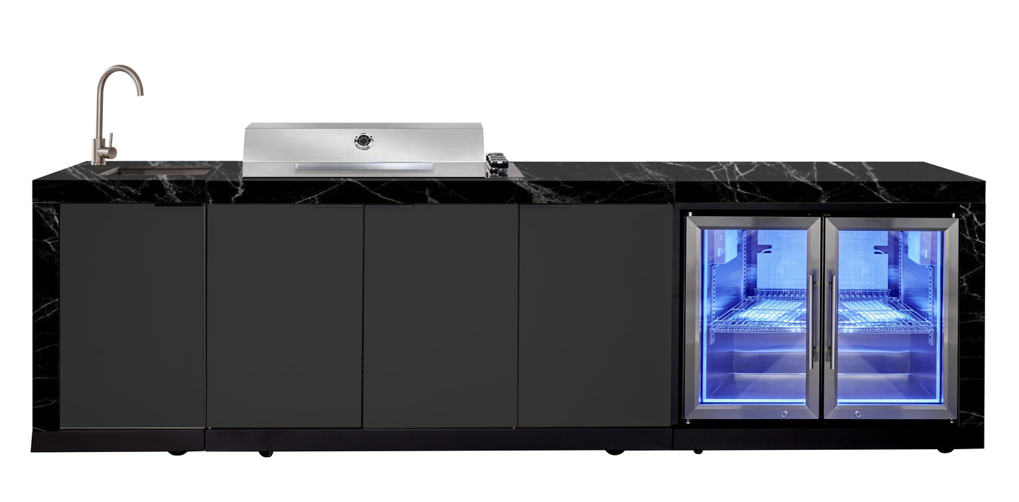 Rockpool 4B Drop In BBQ Kitchen Inc sintered stoneBenchtops, Aluminium Cabinets, Weather Resistant, Fridge & Sink
