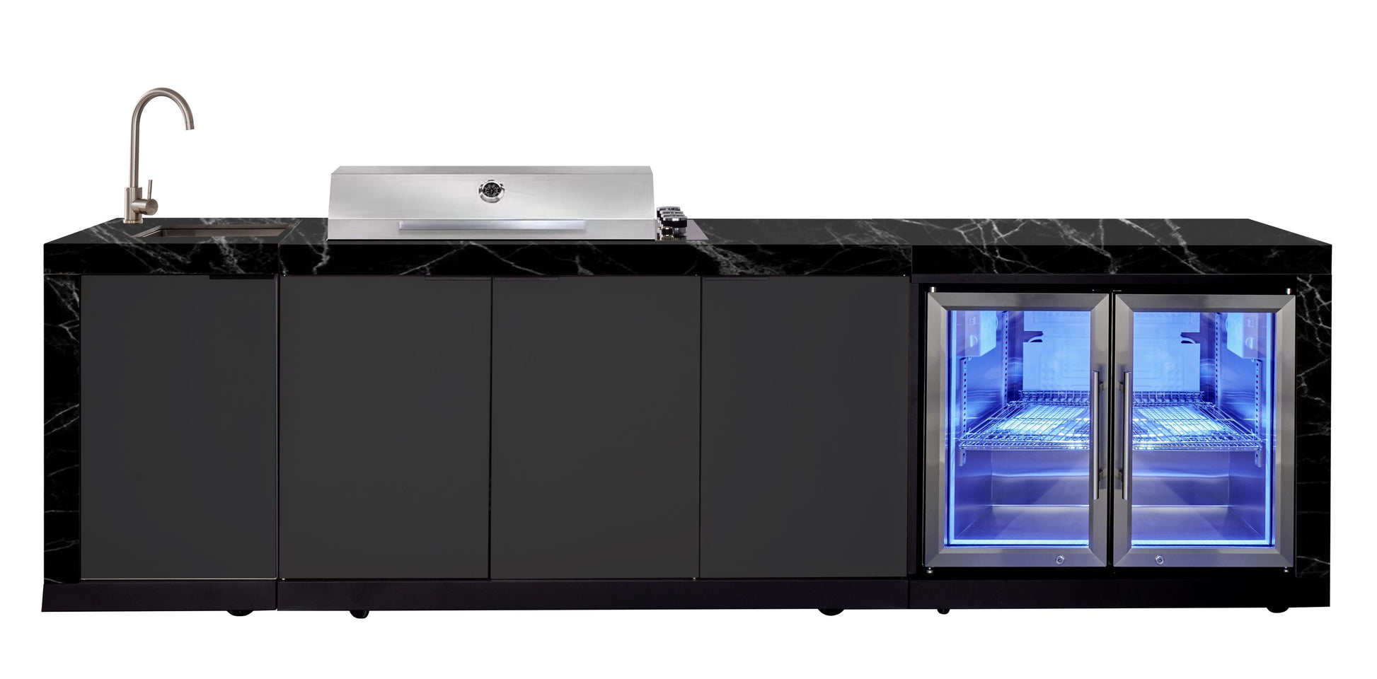 Rockpool 4B Drop In BBQ Kitchen Inc sintered stoneBenchtops, Aluminium Cabinets, Weather Resistant, Fridge & Sink