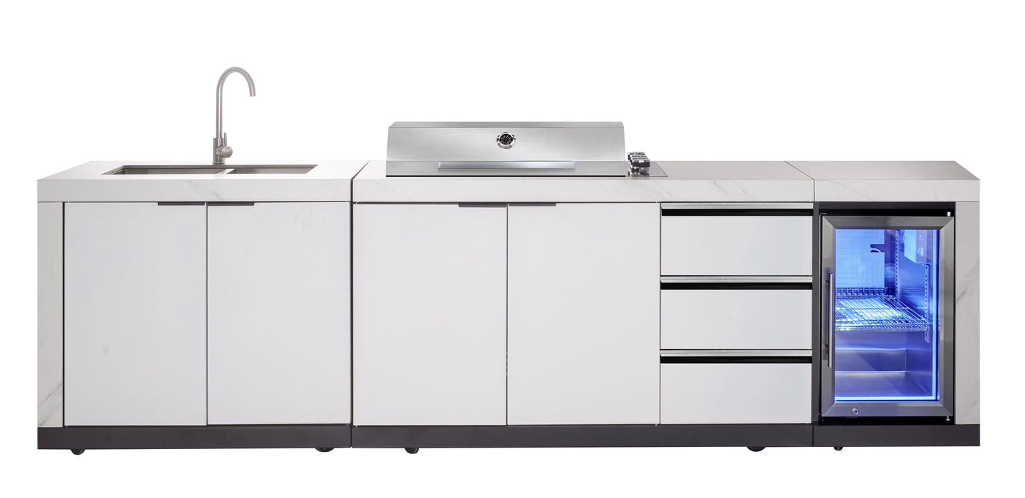 Rockpool 4B Drop In BBQ Kitchen Inc sintered stoneBenchtops, Aluminium Cabinets, Weather Resistant, Fridge & Sink