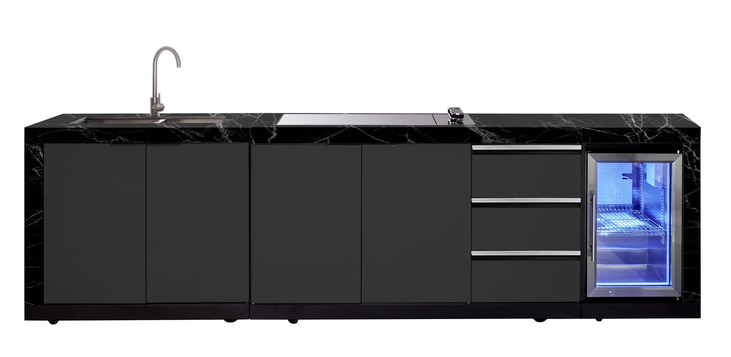 Rockpool 4B Drop In BBQ Kitchen Inc sintered stoneBenchtops, Aluminium Cabinets, Weather Resistant, Fridge & Sink