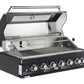 Black Stainless Steel 6 Burner Built-In BBQ With Rear Infrared Bruner | Black 304 High Grade SS, Blue LED Knobs